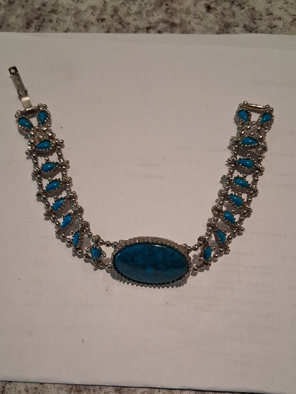 Silver-Tone Bracelet with Turquoise Blue Stones